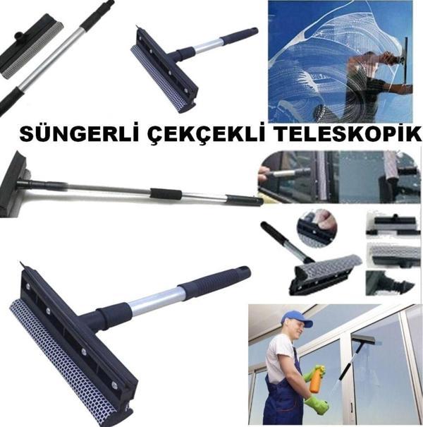 Sultan Lüx Cift Tarafli Teleskopik Cam Silme Paspası Ve Cekpasi Uzayıp Kısalan Sap Çekçekli Cam Silme - Image 1