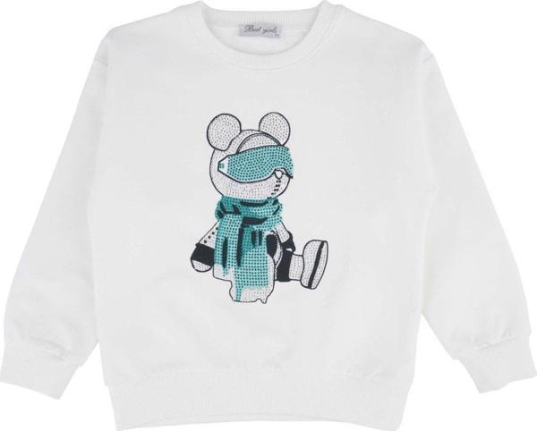 TAŞLI AYICIKLI SWEATSHIRT Ekru - Image 1