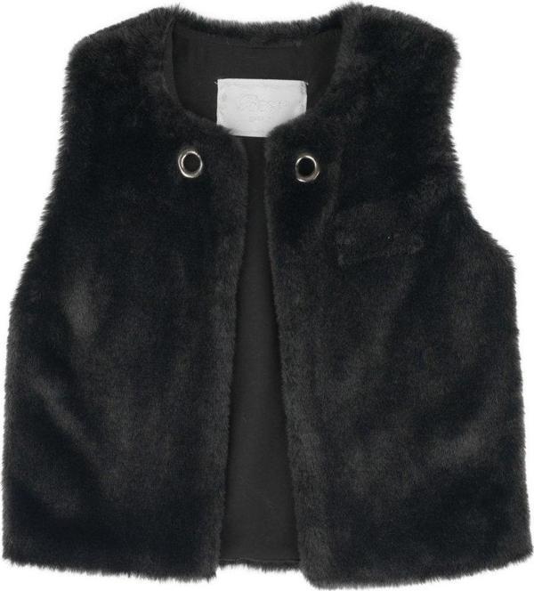 KUŞGÖZÜ DETAYLI PELUŞ YELEK Siyah - Image 1