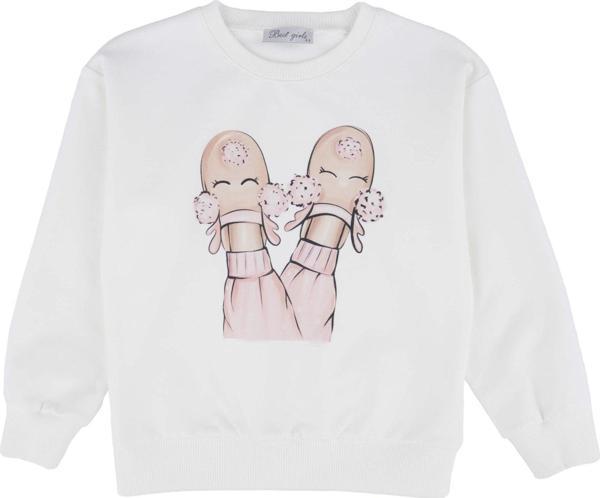 AYAKKABI BASKILI SWEATSHIRT Ekru - Image 1