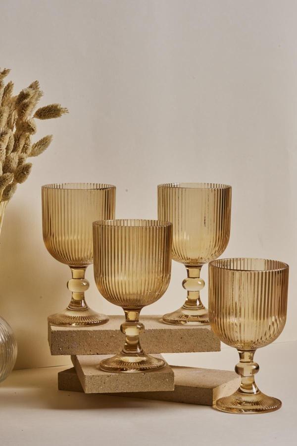 Teknotrust Cam Imola Amber 4'Lü Geniş Kadeh Takımı 375 Ml 4 Parça Beyaz Şarap Kadehi 250 - 499 Ml - Image 1