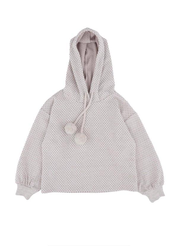 KAPÜŞONLU PONPONLU SWEATSHIRT Bej - Image 1