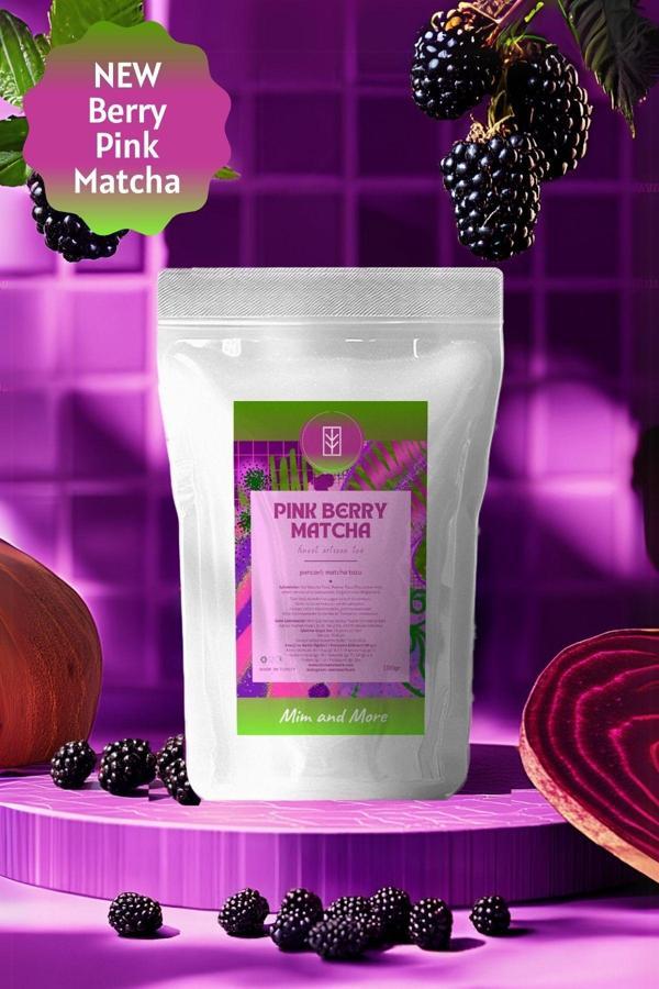 Mim And More Pink Berry Matcha - Böğürtlen Aromalı Pembe Superfood Matcha Tozu, 100 Gr - Image 1