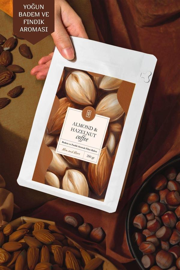 Mim And More Almond & Hazelnut Coffee - Badem Ve Fındık Aromalı Kahve Çekirdek Kahve, 200 Gr - Image 1