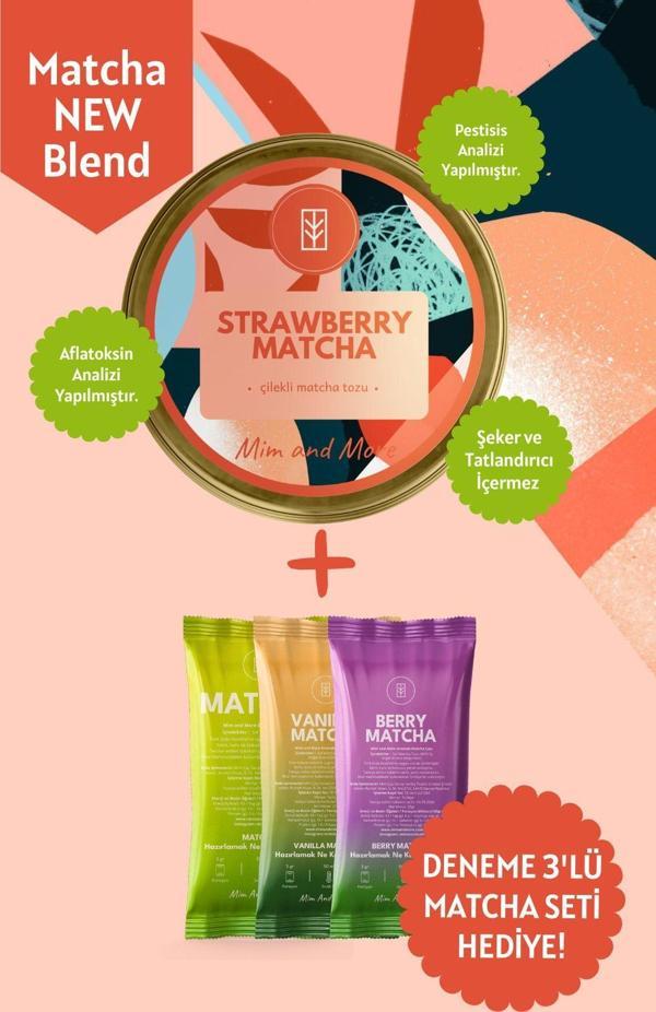 Mim And More Strawberry Matcha - Çilek Aromalı Matcha, 25 Gr - Image 1