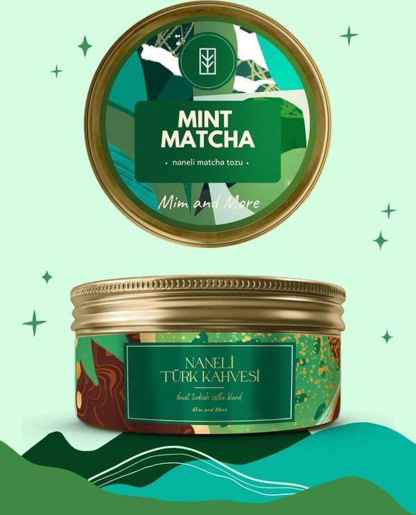 Mim And More Traditional Mint Harmony Set - Nane Aromalı Türk Kahvesi Matcha 2'Li Set - Image 1
