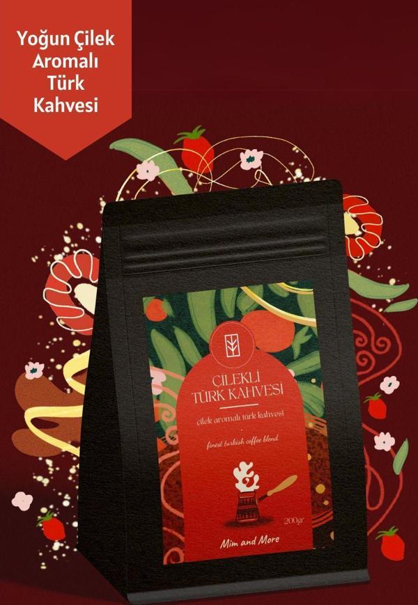Mim And More Strawberry Turkish Coffee, Çilek Aromalı Türk Kahvesi, 200 Gr - Image 1