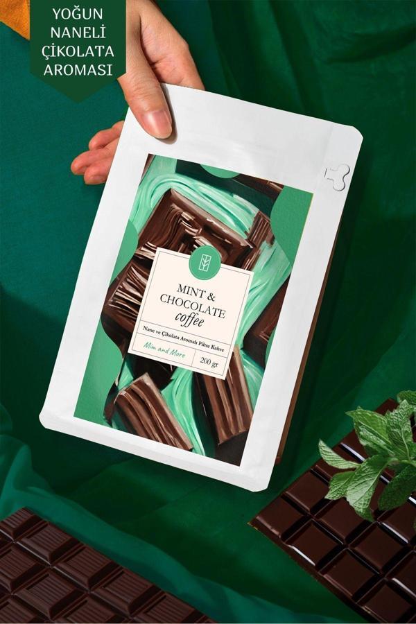 Mim And More Mint & Chocolate Coffee - Nane Ve Çikolata Aromalı Kahve Çekirdek Kahve, 200 Gr - Image 1