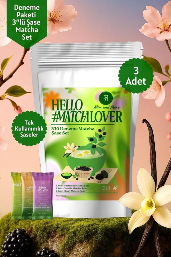 Mim And More Matcha Deneme Seti 3'Lü - Saf, Vanilya, Böğürtlen Aromalı Deneme Matcha Seti 3X3 Gr - Image 1