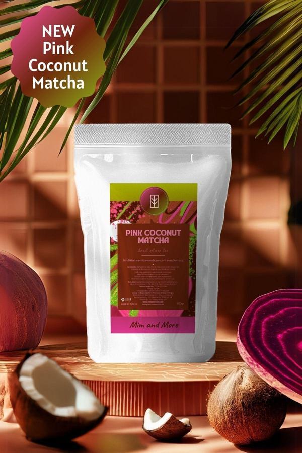Mim And More Pink Coconut Matcha - Hindistan Cevizi Aromalı Pembe Superfood Matcha Tozu, 100 Gr - Image 1