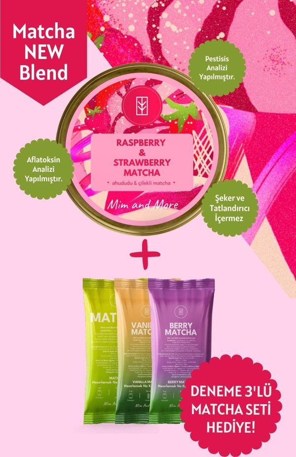 Mim And More Raspberry & Strawberry Matcha Ahududu Ve Çilek Aromalı Matcha, 25 Gr - Image 1