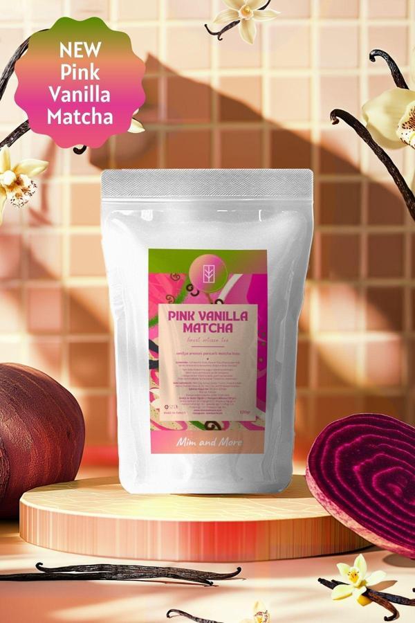 Mim And More Pink Vanilla Matcha - Vanilya Aromalı Pembe Superfood Matcha Tozu, 100 Gr - Image 1