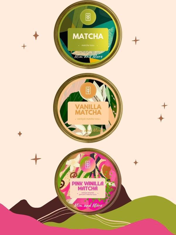 Mim And More Pure Vanilla Matcha 3'Lü Set - Saf Matcha - Vanilla Matcha - Pink Vanilla Matcha 3'Lü Set - Image 1