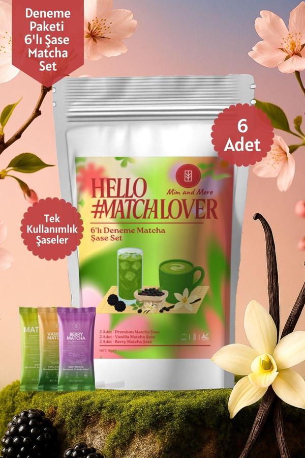 Mim And More Matcha Deneme Seti 6'Lı - Saf, Vanilya, Böğürtlen Aromalı Deneme Matcha Seti 6X3 Gr - Image 1