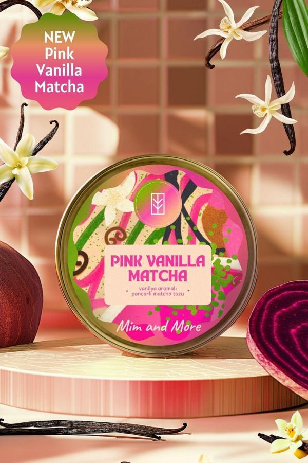 Mim And More Pink Vanilla Matcha - Vanilya Aromalı Pembe Superfood Matcha Tozu, 25 Gr - Image 1