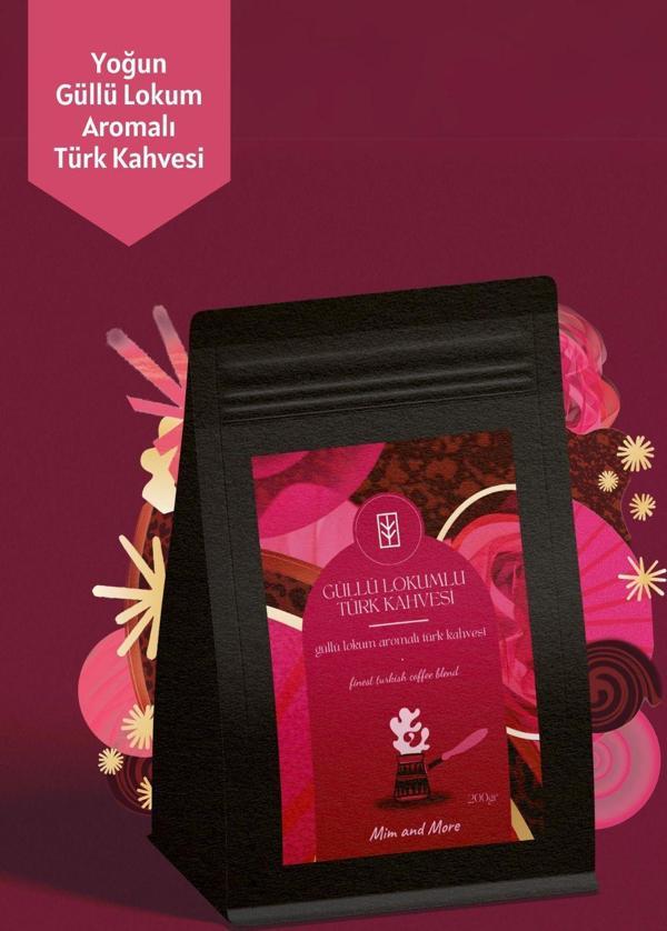 Mim And More Rose Turkish Delight Turkish Coffee, Güllü Lokum Aromalı Türk Kahvesi, 200 Gr - Image 1