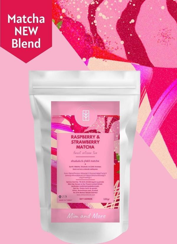 Mim And More Raspberry & Strawberry Matcha - Ahududulu Ve Çilek Aromalı Matcha, 100 Gr - Image 1
