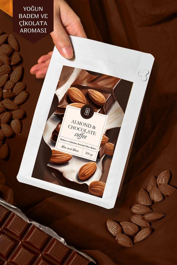 Mim And More Almond & Chocolate Coffee - Badem Ve Çikolata Aromalı Kahve Çekirdek Kahve, 200 Gr - Image 1