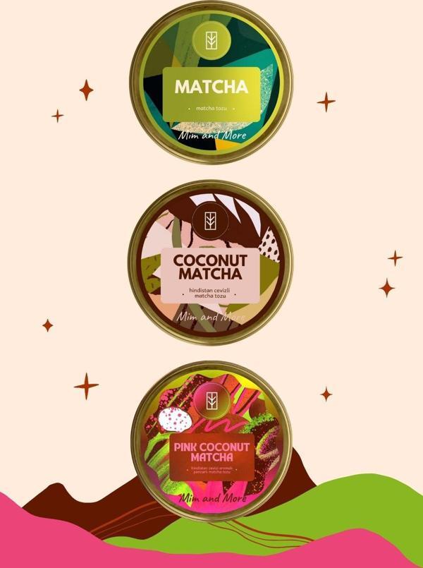 Mim And More Cocovibe Matcha 3'Lü Set - Saf Matcha - Coconut Matcha - Pink Coconut Matcha 3'Lü Set - Image 1