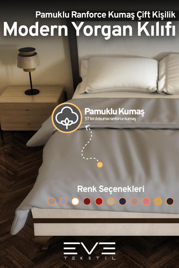Pamuklu Ranforce Kumaş Çift Kişilik Antialerjik Modern Nevresim Yorgan Kılıfı 240x260 Cm  - Image 1