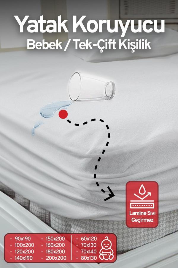 Fitted Pamuklu Bebek / Tek / Çift Kişilik Sıvı Geçirmez Yatak Koruyucu Lastikli Çarşaf Alez - Image 1