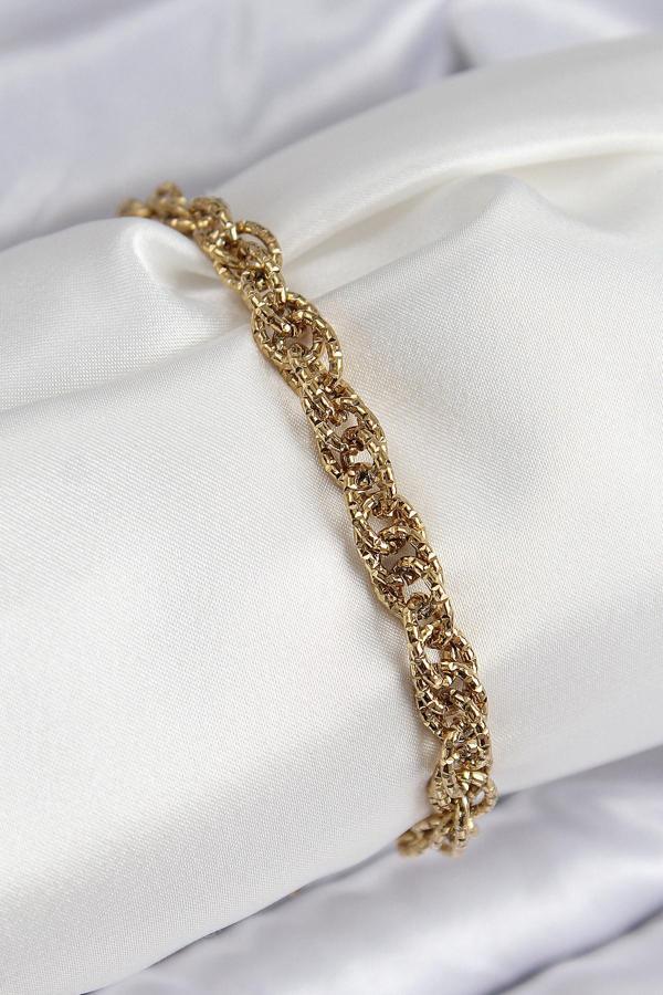 Klasik Dövme Halat Zincir Model Gold Renk Kadın Bileklik - EBJ250816W37533 - Image 1