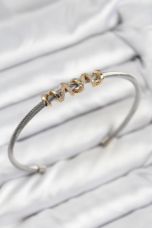 Zirkon Taşlı Model Gold Ve Gümüş Renk Kadın Bileklik - EBJ250816W37523 - Image 1