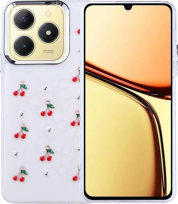 Realme C61 Uyumlu Kamera Korumalı Kiraz-Fiyonk Figürlü Silikon Kapak - Image 1