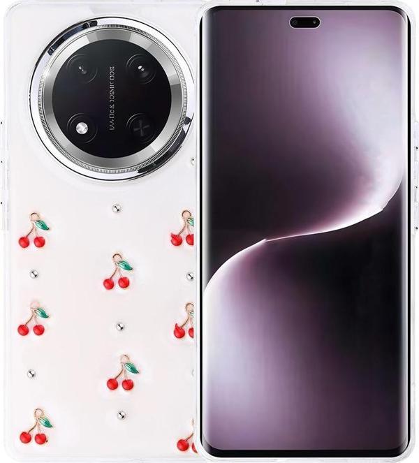 Honor Magic 7 Lite Uyumlu Kamera Korumalı Kiraz-Fiyonk Figürlü Silikon Kapak - Image 1