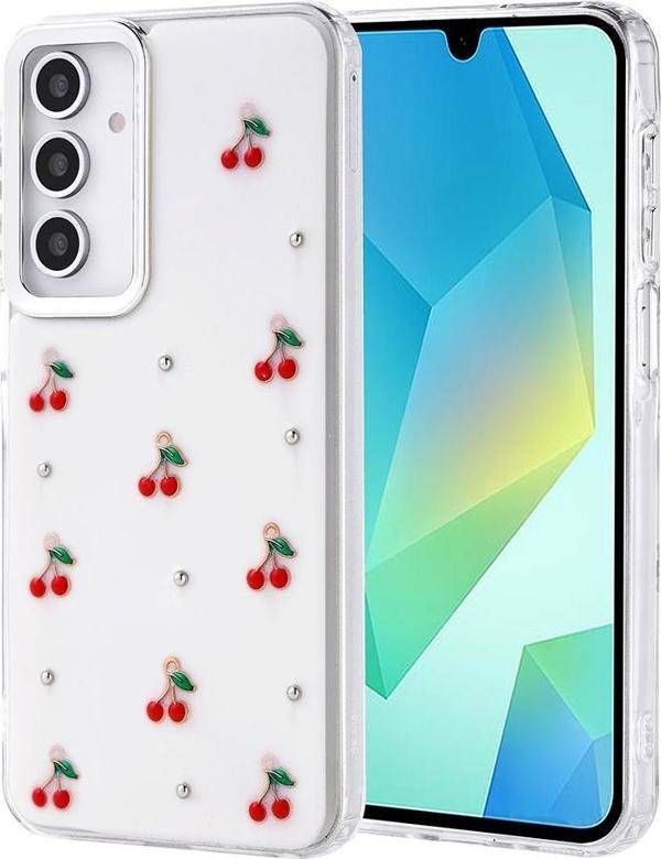Samsung Galaxy A16 Uyumlu Kamera Korumalı Kiraz-Fiyonk Figürlü Silikon Kapak - Image 1