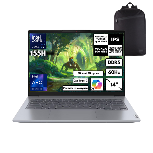 Lenovo Thinkbook 14 G7 Ultra 7-155H 40GB 2 TBSSD Intel Arc Graphics 14" WUXGA Win10 Pro + Sırt Ç. 21MR0050TRHMF84 - Image 1