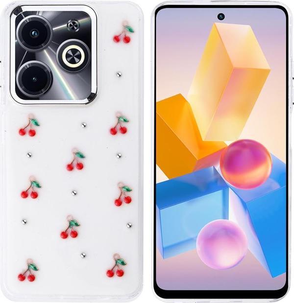 İnfinix Hot 40i Uyumlu Kamera Korumalı Kiraz-Fiyonk Figürlü Silikon Kapak - Image 1