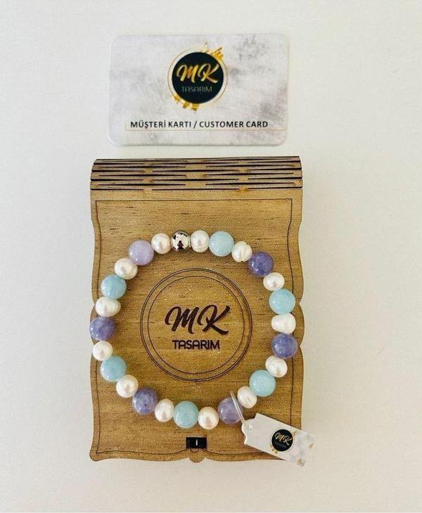 Gerçek Inci-mavi- Mor Kuvars Bileklik MKT.1.95 - Image 1