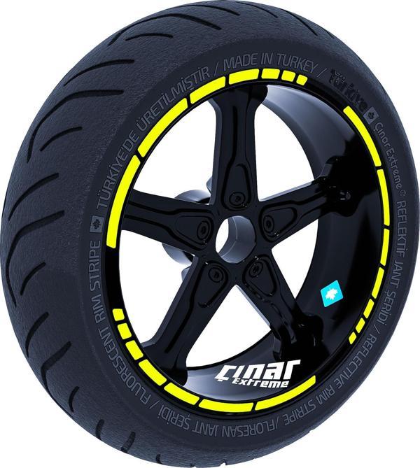 Çınar Extreme Floresan Sarı Moto GP Stili Jant Şeridi Sticker - Image 1