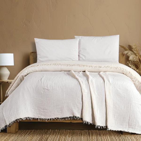 Schafer Home Sofia Müslin Pike 200x220 Cm-Krem - Image 1