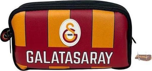 Galatasaray GS Lisanslı Logolu 2 Bölmeli Kalemlik Çok Gözlü Kalem Çantası Suni Deri Ön Yüzey - Image 1