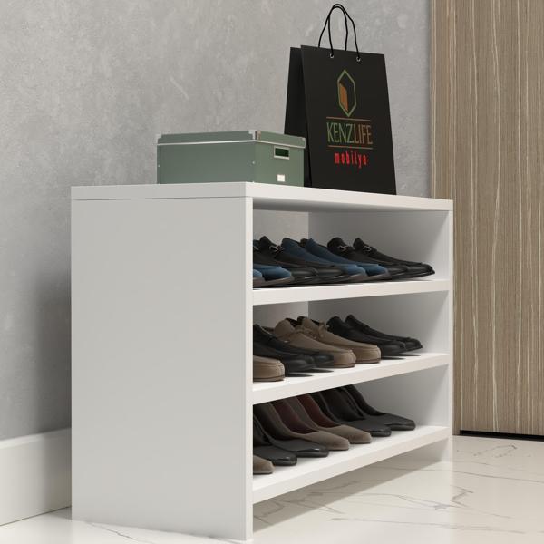 Kenzlife ayakkabılık konevi mat beyaz suntalam 050*080*30 oniki çift ayakkabı kapasitesi arkalıksız  - Image 1
