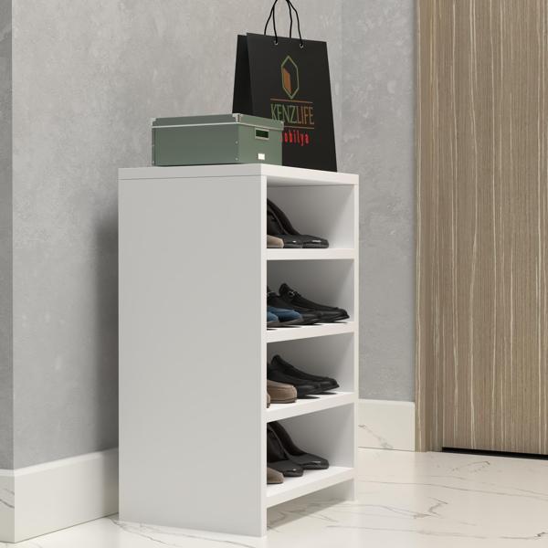 Kenzlife ayakkabılık konevi mat beyaz suntalam 065*040*30 sekiz çift ayakkabı kapasitesi arkalıksız  - Image 1