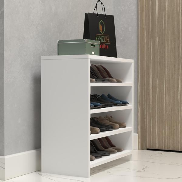Kenzlife ayakkabılık konevi mat beyaz suntalam 065*060*30 oniki çift ayakkabı kapasitesi arkalıksız  - Image 1