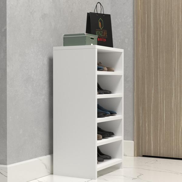 Kenzlife ayakkabılık konevi mat beyaz suntalam 080*040*30 on çift ayakkabı kapasitesi arkalıksız  - Image 1