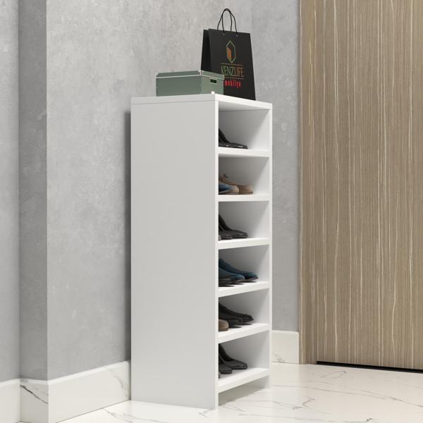 Kenzlife ayakkabılık konevi mat beyaz suntalam 095*040*30 oniki çift ayakkabı kapasitesi arkalıksız  - Image 1