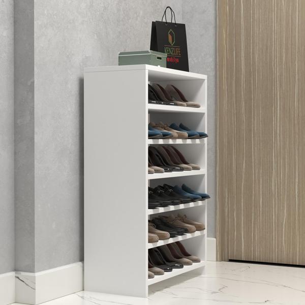 Kenzlife ayakkabılık konevi mat beyaz suntalam 095*060*30 onsekiz çift ayakkabı kapasitesi arkalıksız  - Image 1
