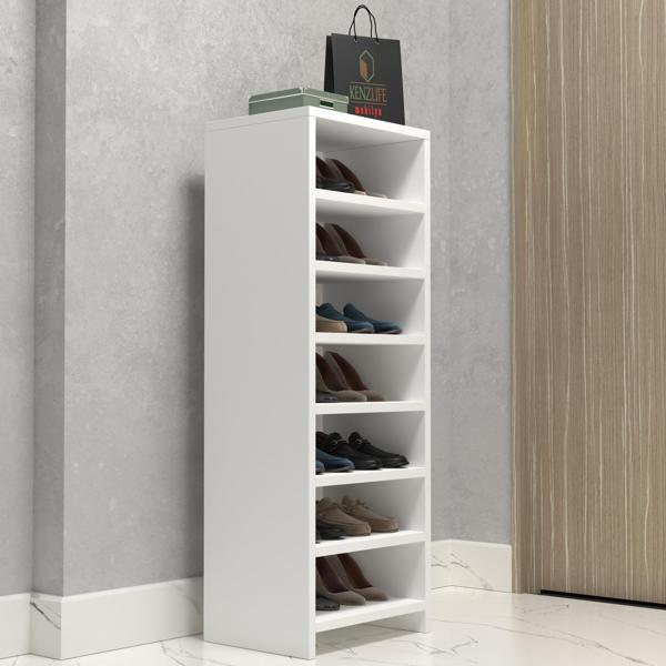 Kenzlife ayakkabılık konevi mat beyaz suntalam 110*040*30 ondört çift ayakkabı kapasitesi arkalıksız  - Image 1
