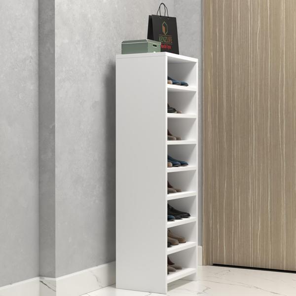 Kenzlife ayakkabılık konevi mat beyaz suntalam 125*040*30 onaltı çift ayakkabı kapasitesi arkalıksız  - Image 1