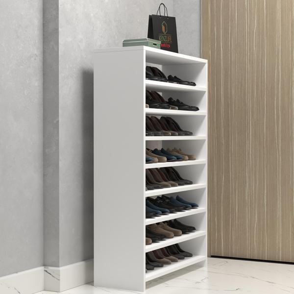 Kenzlife ayakkabılık konevi mat beyaz suntalam 125*080*30 otuziki çift ayakkabı kapasitesi arkalıksız  - Image 1