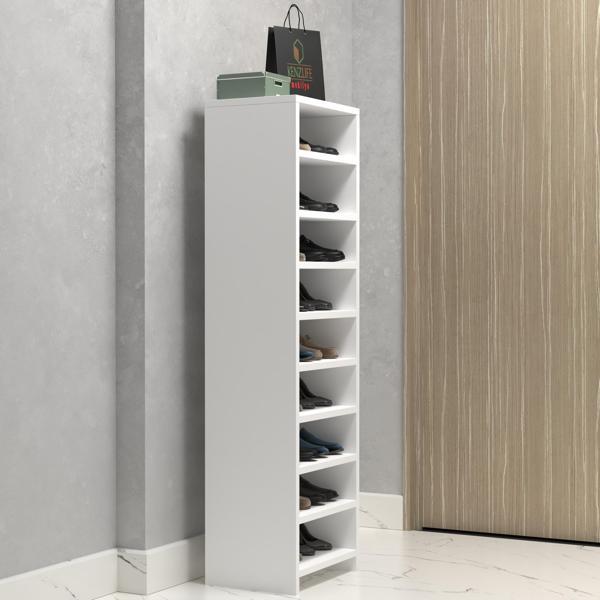 Kenzlife ayakkabılık konevi mat beyaz suntalam 140*040*30 onsekiz çift ayakkabı kapasitesi arkalıksız  - Image 1