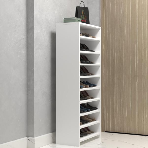Kenzlife ayakkabılık konevi mat beyaz suntalam 140*060*30 yirmiyedi çift ayakkabı kapasitesi arkalıksız  - Image 1