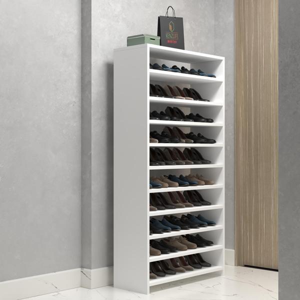 Kenzlife ayakkabılık konevi mat beyaz suntalam 155*080*30 kırk çift ayakkabı kapasitesi arkalıksız  - Image 1