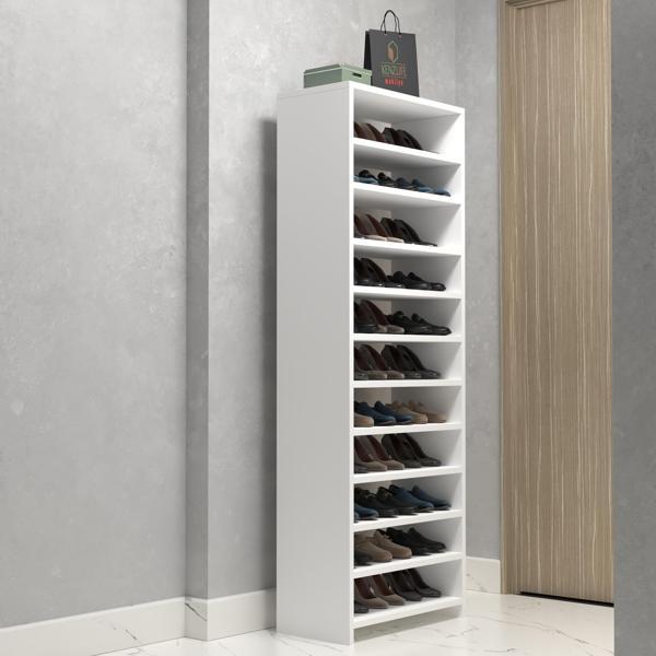 Kenzlife ayakkabılık konevi mat beyaz suntalam 170*060*30 otuzüç çift ayakkabı kapasitesi arkalıksız  - Image 1