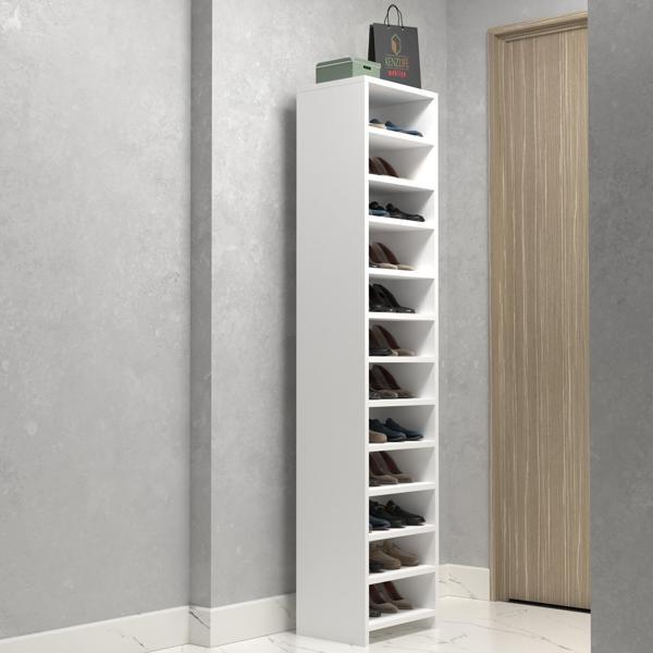Kenzlife ayakkabılık konevi mat beyaz suntalam 183*040*30 yirmidört çift ayakkabı kapasitesi arkalıksız  - Image 1